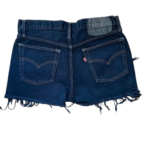 Levi's Black Denim High Waisted Cut Off Jean Shorts - Picture 4 of 9